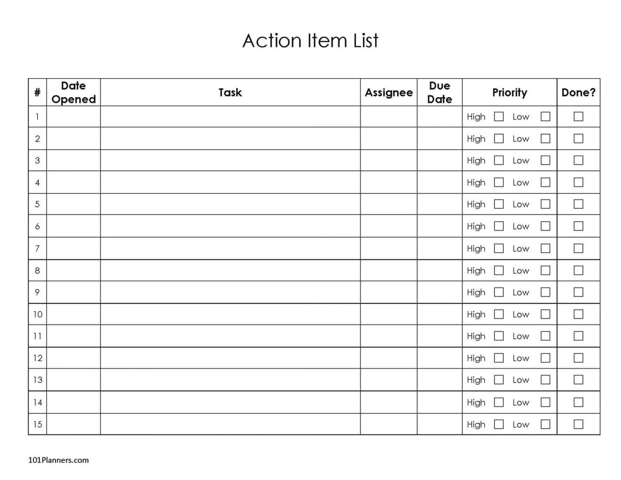 FREE Checklist Template Word